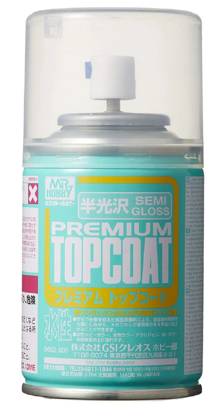 Mr. Hobby Mr. Premium Top Coat Semi-Gloss Spray 88ml B602 B-602 Model Kit 3 Mr. Hobby Mr. Premium Top Coat Semi-Gloss Spray 88ml B602 B-602 Model Kit
